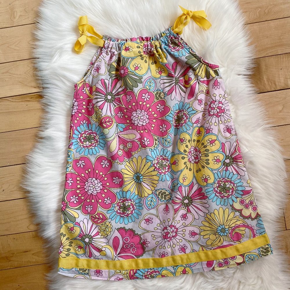 Hanna Andersson floral pink pillowcase shift dress